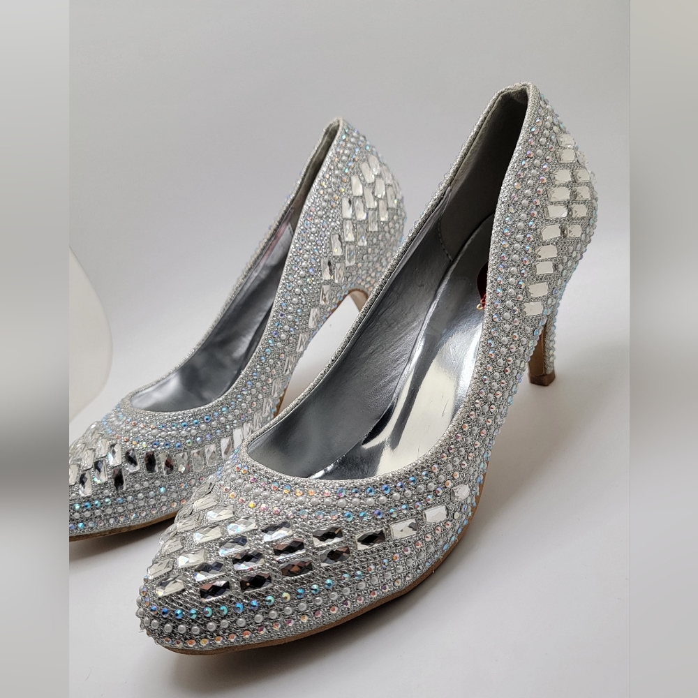 Womens Rhinestone Sequin Heels by French Kiss, Size 9
